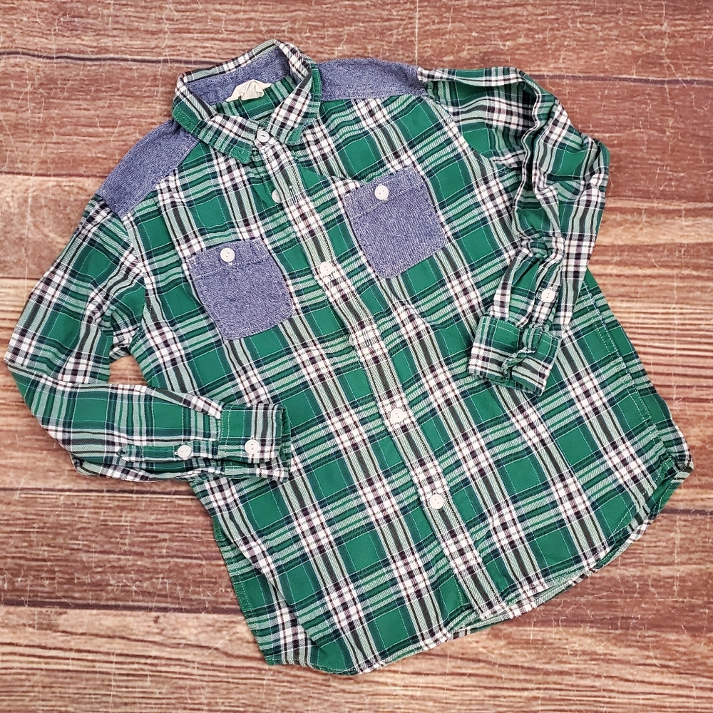 Lands' End plaid flannel buttondown shirt sz 10-12
